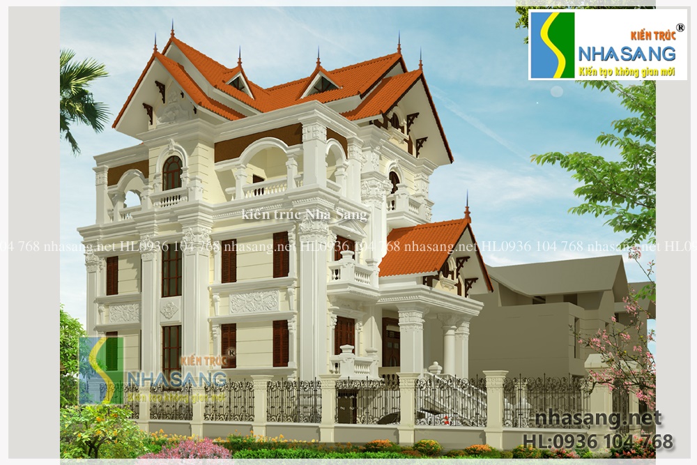 mẫu thiết kế nhà biệt thự 3 tầng kiểu pháp đẹp